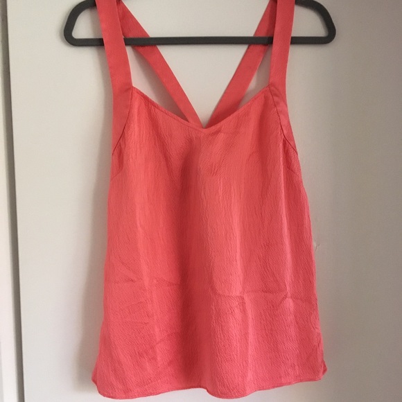 J. Crew Tops - JCrew coral 100% silk cross back cami tank M